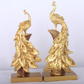 Harpiks Håndværk Kreative Mode Golden Peacock Dekorationer Hjem Dekoration firmagaver have dekoration