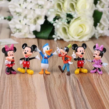 6STK Disney Figurer Mickey Mouse, Minnie Mouse Klubhus Fødselsdag Kage Dekoration PVC-Action Figurer, Legetøj til Børn DS10