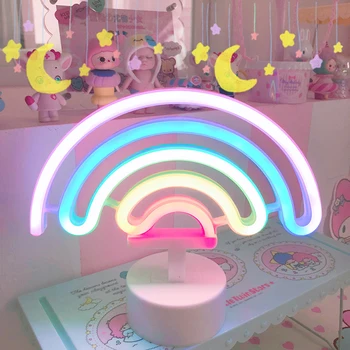 Tegnefilm Rainbow Unicorn LED Nat Lys Action Figur Desktop Home Kids Soveværelse Indendørs Belysning, Indretning Lampe 5221