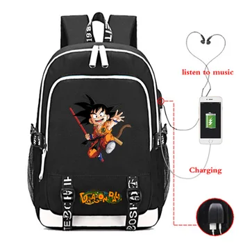 Hot Son Goku USB-opladning skole taske udskrivning mønster campus student skole taske rejse rygsæk USB-genopladelige skole taske