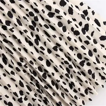 Foråret 2020 Nye Retro Høj Talje mode leopard print slank snor lang plisseret nederdel