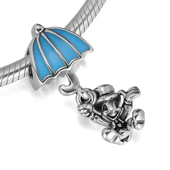 928 Sterling Sølv Jiminy Cricket Heart Charm Blå Vintage Perler Oprindelige Passer Kvinde-Armbånd Til Smykkefremstilling