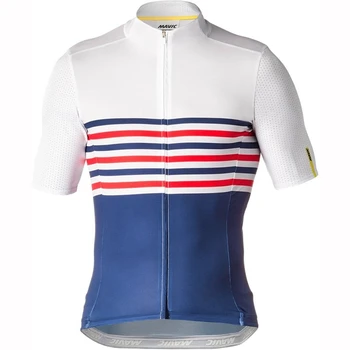 Mavic 2020 Nye cykling passer til mænd kortærmede cyklus jersey hvid blå cykel bib shorts med 9d gel pad CoolMax Tuta i silikone