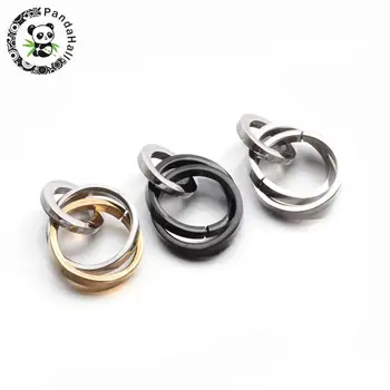 6stk Rustfrit Stål Sikrings-Ring Vedhæng til Smykker DIY, 37.5~38x21mm ring: 12~21x2~3 mm, indre diameter: 8mm og 17,5 mm
