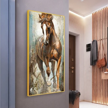 Wall Art Dekoration Kanvas at Male Abstrakt Hest Plakat Print Lærred Kunst Dyr Billede til stuen Cuadros Home Decor