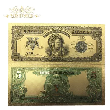 200Pcs/Masse amerikas forenede stater Guld Sedler 5 Dollar-seddel Sedler i 24K Guld Papir Penge Til Indsamling Og Business Gave