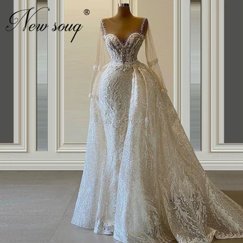 Havfrue Brudekjole Lang 2020 Håndlavet Mellemøsten Beaded Pynt Bride Wedding Kjoler Til Brudens Kjole Dubai Aibye Robe De Mariee