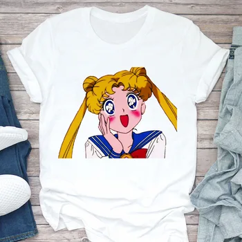 Nye Kawaii Sailor Moon print T-Shirt til Kvinder Harajuku Korte Ærmer Sjov Ulzzang T-Shirt Sød Tegnefilm Kvindelige Tshirt Toppe Tøj