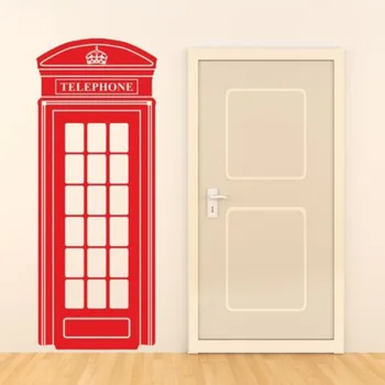 LONDON telefonboks wall sticker retro uk telefon decal vægmaleri kunst vinyl indretning tapet