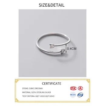 INZATT Ægte 925 Sterling Sølv Zircon Pil Justerbar Ring For Fashion Kvinder Part Minimalistisk Fine Smykker Hiphop Tilbehør