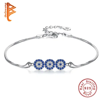 Engros 5PCS Nye Salg Ægte 925 Sterling Sølv Round Blue Eye Armbånd til Kvinder-års Jubilæum Smykker Gave