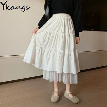 Høj Talje Lange Nederdele Til Kvinder ER Midi Plisserede Nederdele 2020 Mode Harajuku koreansk Stil Hvid Sort Skole Pige Maxi Nederdele