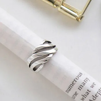 925 Sterling Sølv Smykker Bølge Ringe til Kvinder vielsesringe Smykker Mode Åbne Justerbar Ring Finger