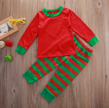 Baby Kids Drenge Piger Xmas Stribe Nattøj Nattøj Homewear Børn Jul Stribede Pyjamas Pjs Sæt Tøj