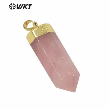 WT-P1412 Elegant Pink Farve Kvarts-stenen Cirkel vedhæng med Krystal søjle Vedhæng til Kvinder Smykker at Gøre DIY