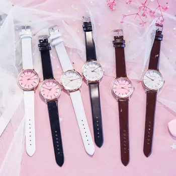 Minimalistisk Hvid Pink Kvinders Ure Luksus Mode Ulzzang Mærke Mænds Mekaniske Armbåndsure Simpel Kvinde Læder Ur Ur