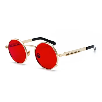 Runde Steampunk Solbriller Kvinder Luksus Retro Solbriller Mænd Vintage Solbriller Sexede Røde Ovale Brand Designer Gradient Briller
