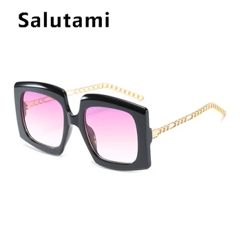 Unik Hule Kæde Ramme Cat Eye Solbriller Til Kvinder 2020 Ny Helt Sort Pink Solbriller Kvindelige Alloy Square Elegante Nuancer