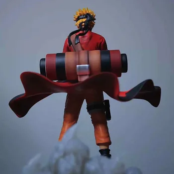 22cm Uzumaki Naruto Tudse Anime Figur Røde Kappe Uzumaki Naruto med To Små Tudse dukke Handling Figur Indsamle Børn Legetøj gave