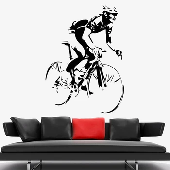 Cyklist Cykler Vægoverføringsbillede Road Bike Wall Sticker Racing Sport Vinyl Klistermærke Flytbare Indvendige Hjem Soveværelse Indretning Vægmaleri C310