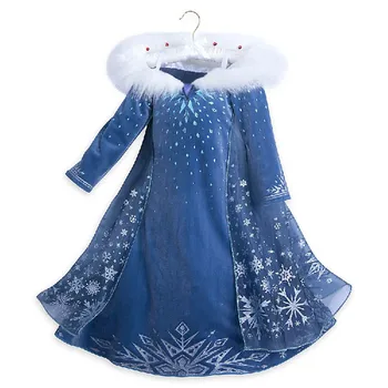 2020 Vinter Elsa Kjole Piger, Jul, Halloween Fest Cosplay CostumeAnna Snow Queen Print Fødselsdag Prinsesse Kjole
