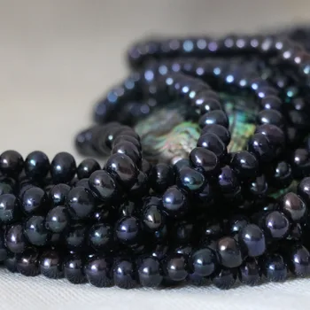 Ny runde sorte naturlige ferskvands kulturperler perle løse perler 7-8mm part bryllupper kvinder elegante smykker at gøre 15inch B1334