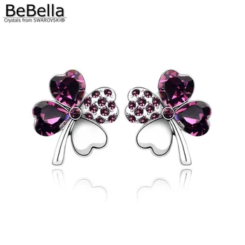BeBella 5 farver kløver stud øreringe lavet med Swarovski-Elementer