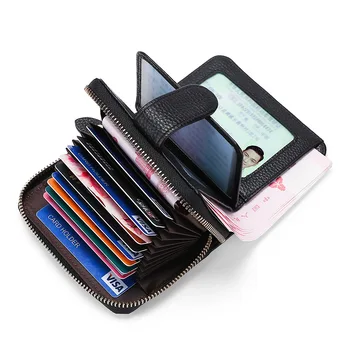 RFID-kortholderen wallet cow leather kreditkort indehavere kvindelige kort tegnebøger kvinder i ægte læder-kort, taske