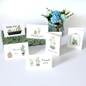 60Sets af Lykønskningskort takkekort i Kaktus Design med Konvolutter og Mærkater, Folde-Kort Tomt Inde til Bryllup