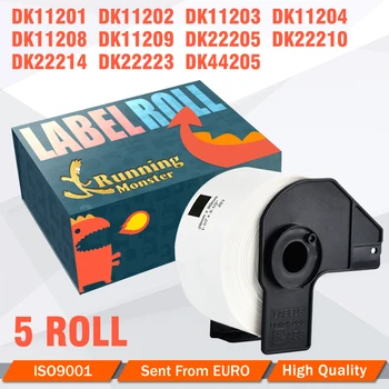 5rolls Brother Kompatibel Label DK-11204 DK-22205 DK-22223 Til etiketprinter QL-550 QL-560VP QL-570 QL-580N labeler Hvide Papir