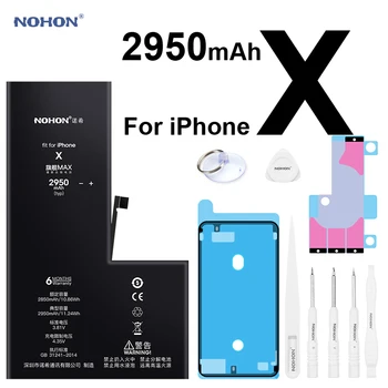Nohon Batteri Til iPhone X iPhoneX 2850-2950mAh Høj kapacitets Li-polymer Batería, For Apple iPhone X iPhoneX Batteri +Værktøjer 2020
