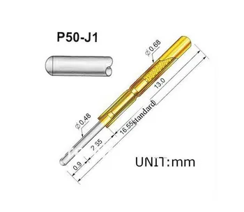 100PCS/MASSE P50-J1 Dia 0.68 mm Længde 16mm 75g Foråret Test Probe Pogo Pin-kode