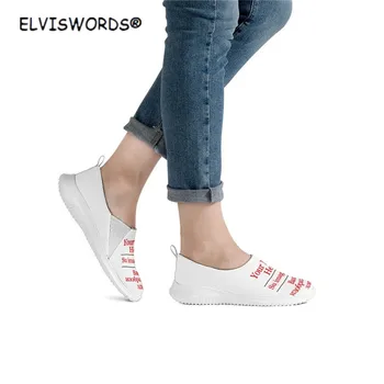 ELVISWORDS Tilpasset Dine Billeder/Logo/Design/Tekst Stilfulde Sneakers Kvinder Sko Lejligheder Let Slip På Loafers Mujer Zapatillas