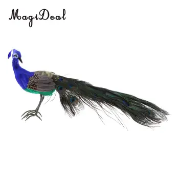 MagiDeal lang hale, smuk fjer kunstige peacock fugl model large 50cm peacock håndværk prop hjem haven dekoration