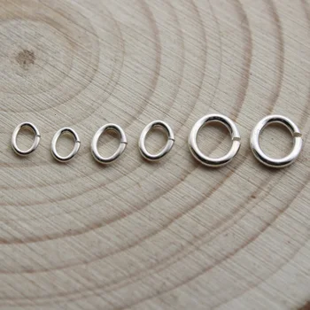 Ren 925 Sterling Sølv Oval Åbne Enkelt Sløjfer Hop-Ringe & Split Ring til Halskæde-Armbånd-stik smykkefremstilling Resultater