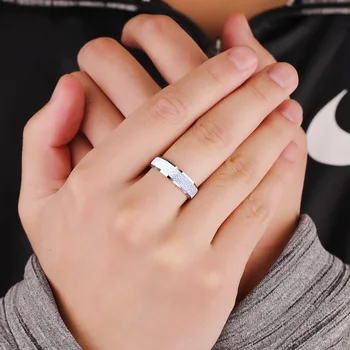 6MM Classic-S950 Sølv Mænds Ring Fashion Bryllup Band Engagement Ring Part Gaver Business Åben Finger Ring Mandlige Smykker Gaver