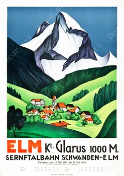 Schweiz, Luzern Golf Vindmølle Tulip Vintage Travel Klassiske Lærred Maleri Kraft Plakater Wall Stickers Hjem Dekorativ Gave