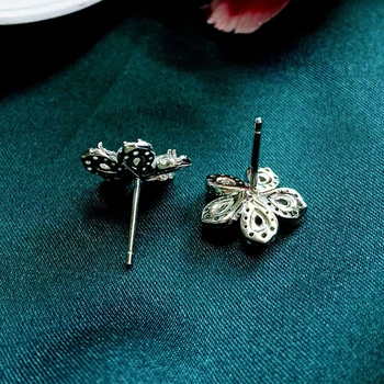 OEVAS 925 Sterling Sølv Sprudlende Fuld High Carbon Diamant Blomst Stud Øreringe Til Kvinder, Piger Part Fine Smykker Gaver