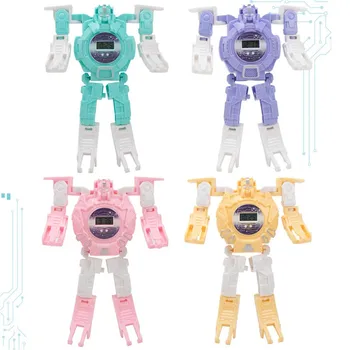 Manuel Transformation Robot Legetøj Børne Tegneserie Armbåndsur Toy Elektroniske Robot Se For Børn, Puslespil Se Deforme Robot Gave