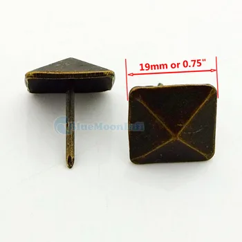 20 stk / Masse Pyramide Søm Tack Dekorative hoved Push Pins Pad Stof knappen 19mm Bronze