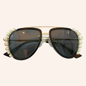 Brand Pilot Solbriller Kvinder Med Kæde 2020 Mode Luksus Perler Solbriller til Kvinder UV400 Oculos