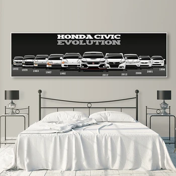 Wall Art Modulære Billede Plakat Trykt Lærred Retro Honda CIVIC Bil Maleri Moderne boligindretning Stue 1 stk Banner
