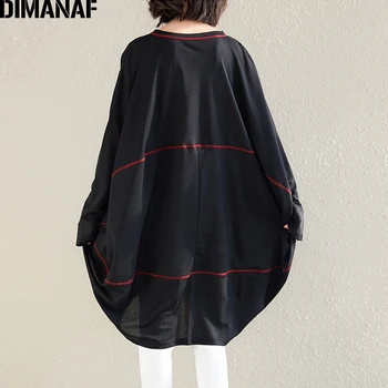 DIMANAF Plus Size Kvinder T-Shirts Dame Toppe, t-Shirts Kvindelige Tøj Grundlæggende Solid Løs Batwing Ærme Tunika Skjorte Stor Størrelse 2021 Efteråret