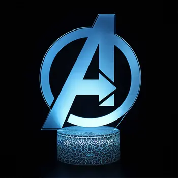 Marvel Avengers Iron Man, Spider Mand Captain America-Serien Figur 3D LED-Lampe Farverige NightLight Model Toy Børn Julegave