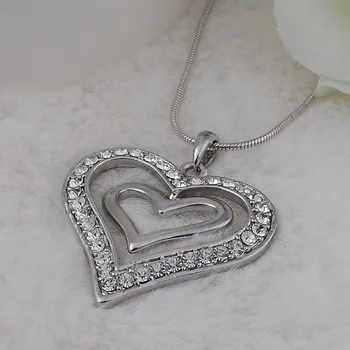 Smykker Skinnende Kærlighed Hjerte Form Halskæde Til Kvinder Gave collares bijoux