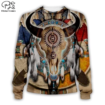 Mænd indiske indfødte Hjorte Kranium Trykt 3d-hættetrøjer harajuku sweatshirt lynlås pels Unisex streetwear Jakke Træningsdragt pullover 11
