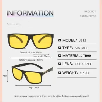 Unisex Polariseret Night Vision Goggles Mænd Bilkørsel Solbriller Gul Linse, Anti-blænding Driver solbriller med UV-Beskyttelse Oculos