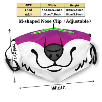 Fox Pink Bølge Støvtæt Ikke-Disponible Munden Ansigtsmaske Pm2.5 Filtre For Børn, Voksne Ansigtsværn Ansigtsmaske, Ræv, Ulv, Dog Fox Maske