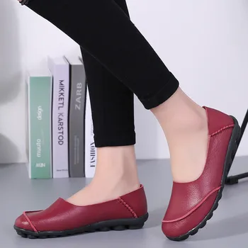 MEMUNIA stor størrelse 35-44 nye kvinder lejligheder rund tå lavvandede ægte læder sko Casual kvinde Loafers slip på Oxfords kvinder sko