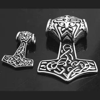 Store/Små Vælge Nye Store Sølv Farve&Sort Rustfrit Stål Herre Thor ' s Hammer Viking Amulet Mjølner Halskæde Box Chain